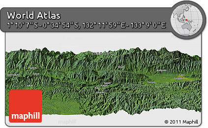 Satellite Panoramic Map of the Area around 0° 52' 31" S, 132° 40' 30" E