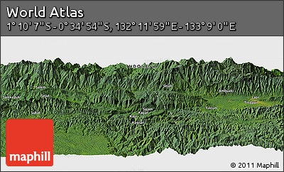 Satellite Panoramic Map of the Area around 0° 52' 31" S, 132° 40' 30" E