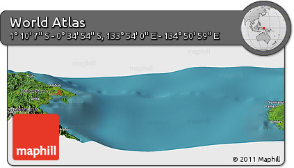 Satellite Panoramic Map of the Area around 0° 52' 31" S, 134° 22' 30" E