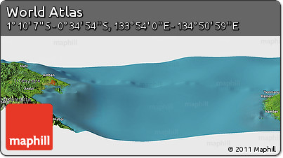 Satellite Panoramic Map of the Area around 0° 52' 31" S, 134° 22' 30" E