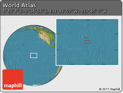 Satellite Location Map of the Area around 0° 52' 31" S, 134° 13' 29" W