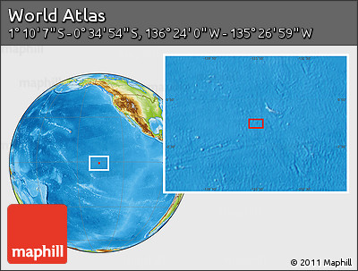 Physical Location Map of the Area around 0° 52' 31" S, 135° 55' 30" W