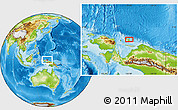 Physical Location Map of the area around 0° 52' 31" S, 136° 4' 29" E