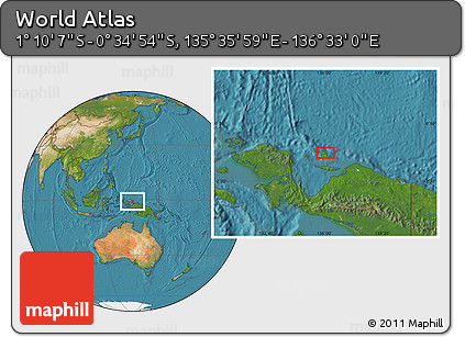 Satellite Location Map of the Area around 0° 52' 31" S, 136° 4' 29" E