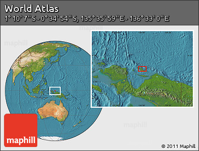 Satellite Location Map of the Area around 0° 52' 31" S, 136° 4' 29" E