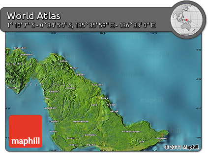 Satellite Map of the Area around 0° 52' 31" S, 136° 4' 29" E