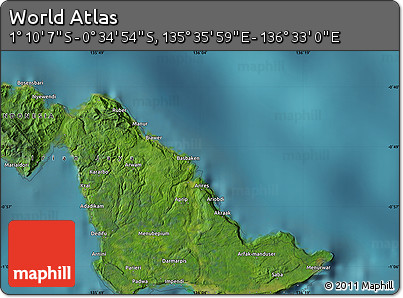 Satellite Map of the Area around 0° 52' 31" S, 136° 4' 29" E