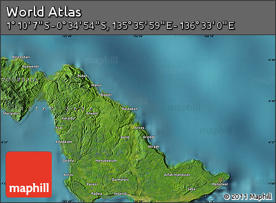 Satellite Map of the Area around 0° 52' 31" S, 136° 4' 29" E