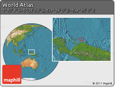 Satellite Location Map of the Area around 0° 52' 31" S, 137° 46' 30" E