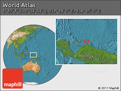Satellite Location Map of the Area around 0° 52' 31" S, 137° 46' 30" E