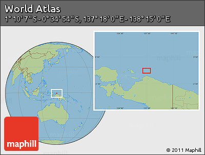 Savanna Style Location Map of the Area around 0° 52' 31" S, 137° 46' 30" E