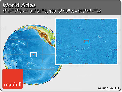 Physical Location Map of the Area around 0° 52' 31" S, 137° 37' 30" W