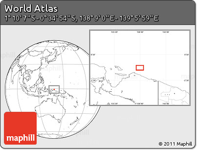 Blank Location Map of the Area around 0° 52' 31" S, 138° 37' 30" E