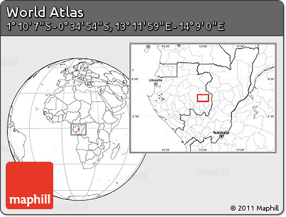 Blank Location Map of the Area around 0° 52' 31" S, 13° 40' 30" E