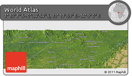 Satellite Panoramic Map of the Area around 0° 52' 31" S, 13° 40' 30" E