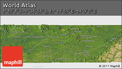 Satellite Panoramic Map of the Area around 0° 52' 31" S, 13° 40' 30" E