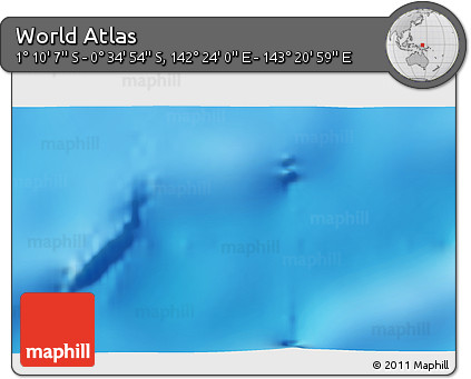 Shaded Relief 3D Map of the Area around 0° 52' 31" S, 142° 52' 30" E