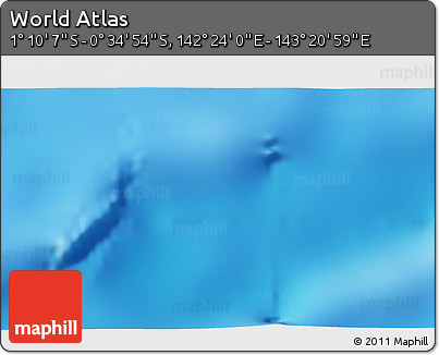 Shaded Relief 3D Map of the Area around 0° 52' 31" S, 142° 52' 30" E