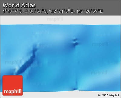 Shaded Relief 3D Map of the Area around 0° 52' 31" S, 142° 52' 30" E