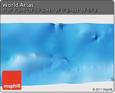 Shaded Relief 3D Map of the Area around 0° 52' 31" S, 143° 43' 29" E