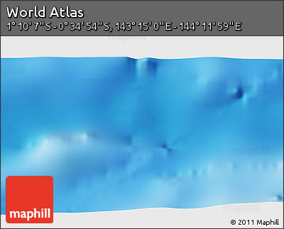 Shaded Relief 3D Map of the Area around 0° 52' 31" S, 143° 43' 29" E
