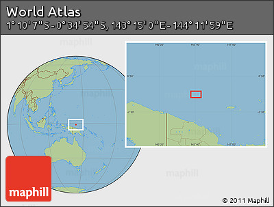 Savanna Style Location Map of the Area around 0° 52' 31" S, 143° 43' 29" E