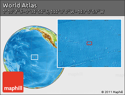 Physical Location Map of the Area around 0° 52' 31" S, 143° 34' 29" W