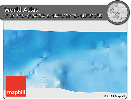 Political 3D Map of the Area around 0° 52' 31" S, 144° 34' 29" E
