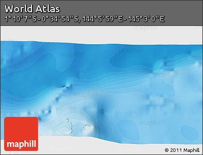Political 3D Map of the Area around 0° 52' 31" S, 144° 34' 29" E