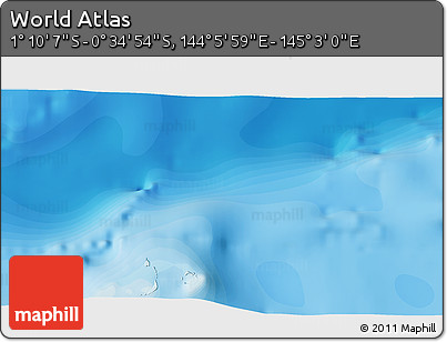 Political 3D Map of the Area around 0° 52' 31" S, 144° 34' 29" E
