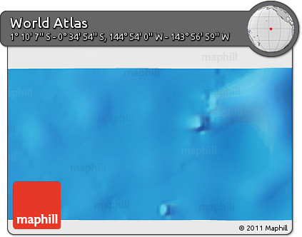 Shaded Relief 3D Map of the Area around 0° 52' 31" S, 144° 25' 30" W