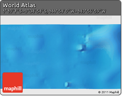 Shaded Relief 3D Map of the Area around 0° 52' 31" S, 144° 25' 30" W