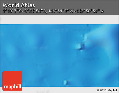 Shaded Relief 3D Map of the Area around 0° 52' 31" S, 144° 25' 30" W