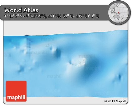 Shaded Relief 3D Map of the Area around 0° 52' 31" S, 145° 25' 30" E
