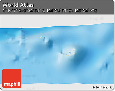 Shaded Relief 3D Map of the Area around 0° 52' 31" S, 145° 25' 30" E