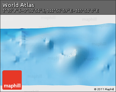 Shaded Relief 3D Map of the Area around 0° 52' 31" S, 145° 25' 30" E