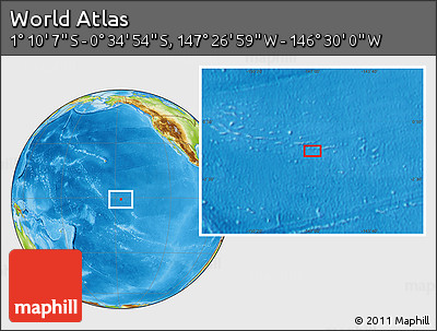Physical Location Map of the Area around 0° 52' 31" S, 146° 58' 29" W