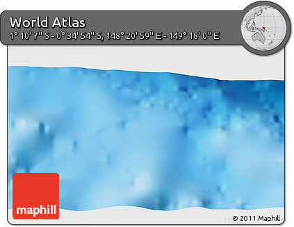 Shaded Relief 3D Map of the Area around 0° 52' 31" S, 148° 49' 29" E