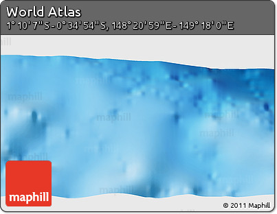 Shaded Relief 3D Map of the Area around 0° 52' 31" S, 148° 49' 29" E