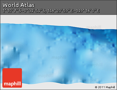 Shaded Relief 3D Map of the Area around 0° 52' 31" S, 148° 49' 29" E