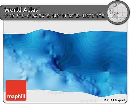 Political 3D Map of the Area around 0° 52' 31" S, 149° 40' 30" E