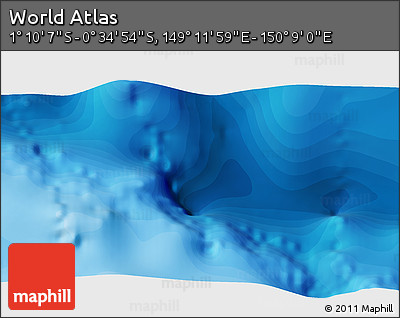 Political 3D Map of the Area around 0° 52' 31" S, 149° 40' 30" E