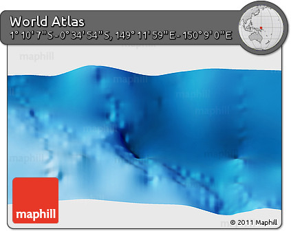 Shaded Relief 3D Map of the Area around 0° 52' 31" S, 149° 40' 30" E