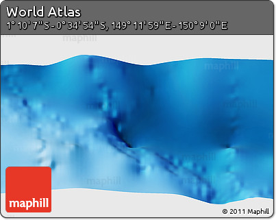Shaded Relief 3D Map of the Area around 0° 52' 31" S, 149° 40' 30" E