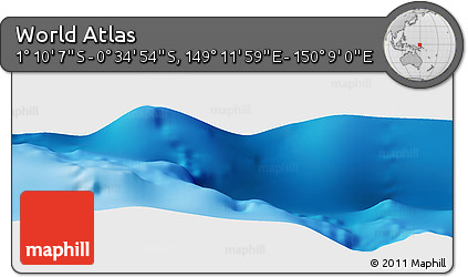Shaded Relief Panoramic Map of the Area around 0° 52' 31" S, 149° 40' 30" E