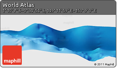 Shaded Relief Panoramic Map of the Area around 0° 52' 31" S, 149° 40' 30" E