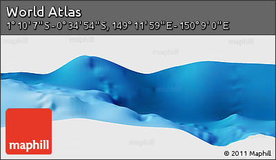 Shaded Relief Panoramic Map of the Area around 0° 52' 31" S, 149° 40' 30" E