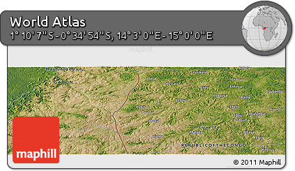 Satellite Panoramic Map of the Area around 0° 52' 31" S, 14° 31' 30" E