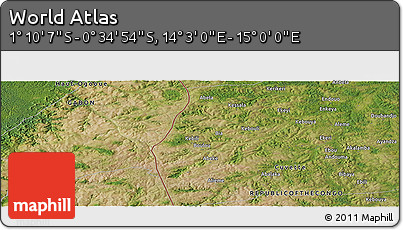 Satellite Panoramic Map of the Area around 0° 52' 31" S, 14° 31' 30" E