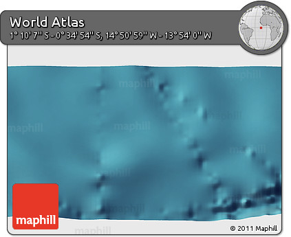 Satellite 3D Map of the Area around 0° 52' 31" S, 14° 22' 30" W